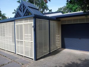 Blue Painted Gate—Lattice and Patios in Bungalow QLD