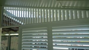 White Painted Shutter—A & B Lattice Patios in Bungalow QLD